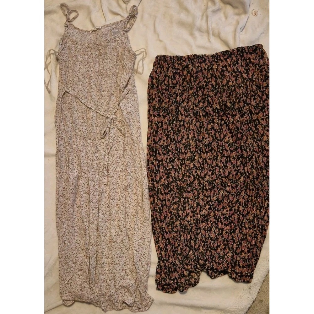 Lot of 2 Floral Dresses/Skirts Women's M-L Boho Cottagecore Sag Harbor...
